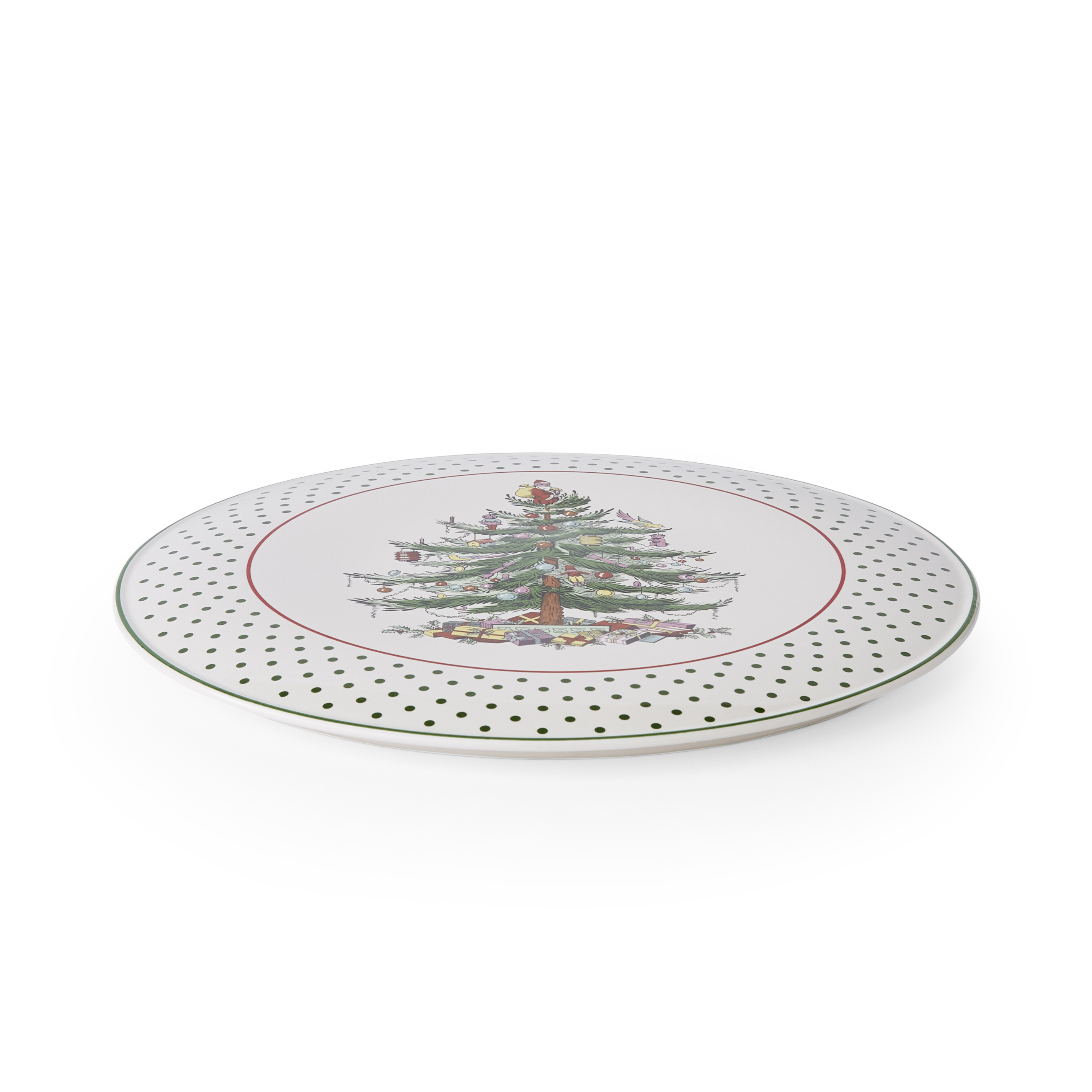Christmas Tree Polka Dot Cake Plate image number null